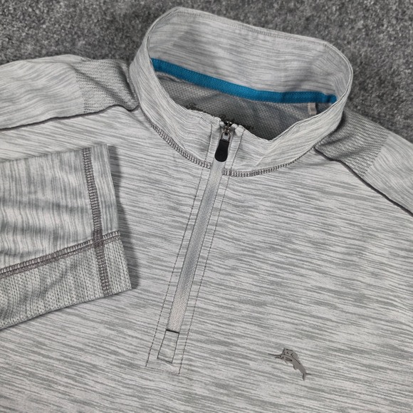 Tommy Bahama Other - Tommy Bahama IslandZone Quarter Zip Mens Medium Gray Pullover Space Dye